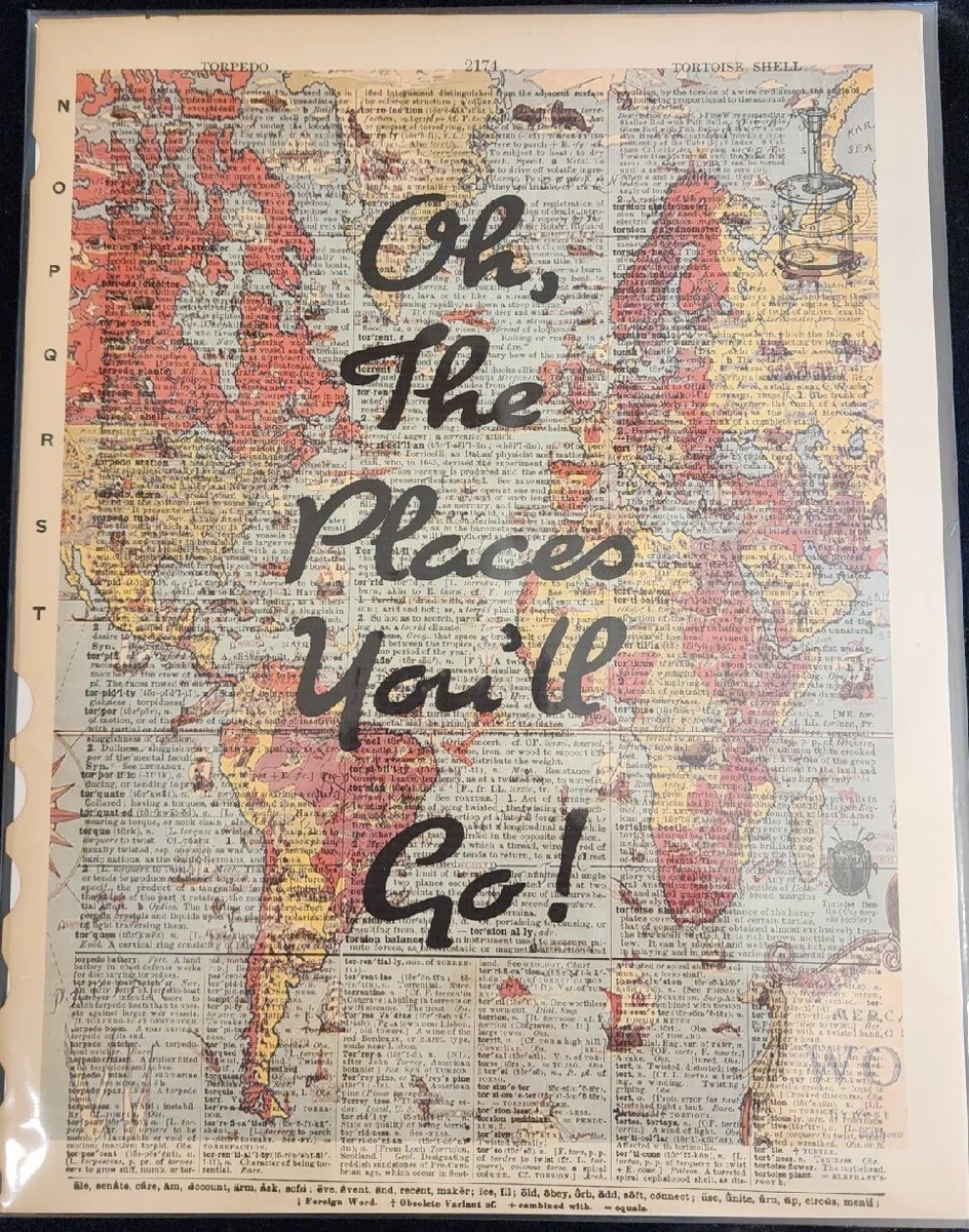 ART Print DICTIONARY ANTIQUE BOOK PAGE OH, The Places You'Ll Go.