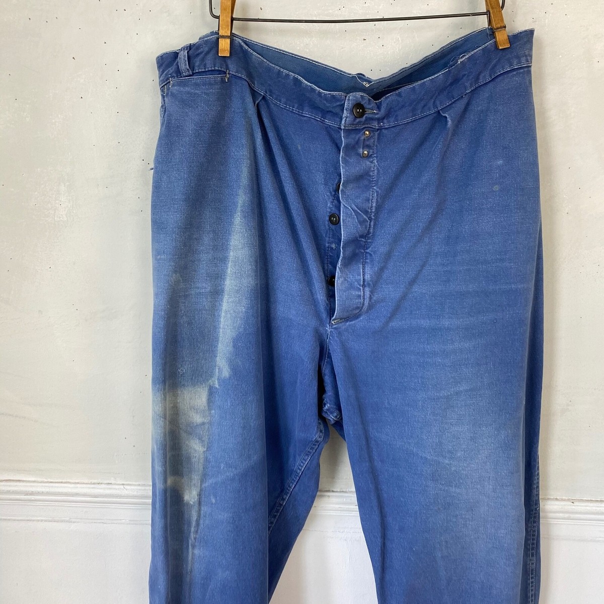 Vintage French work chore pants blue farmers 1920s-30s Vintage French work chore pants blue farmers 1920s-30s