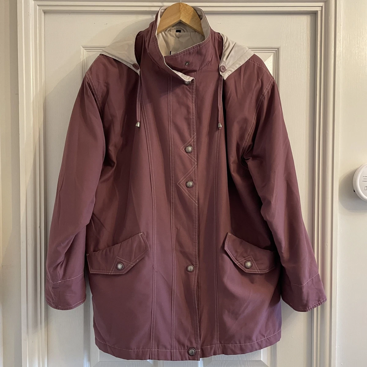 NuAge Debenhams Rainwear Mauve Purple Full Zip Hooded Coat Size 16