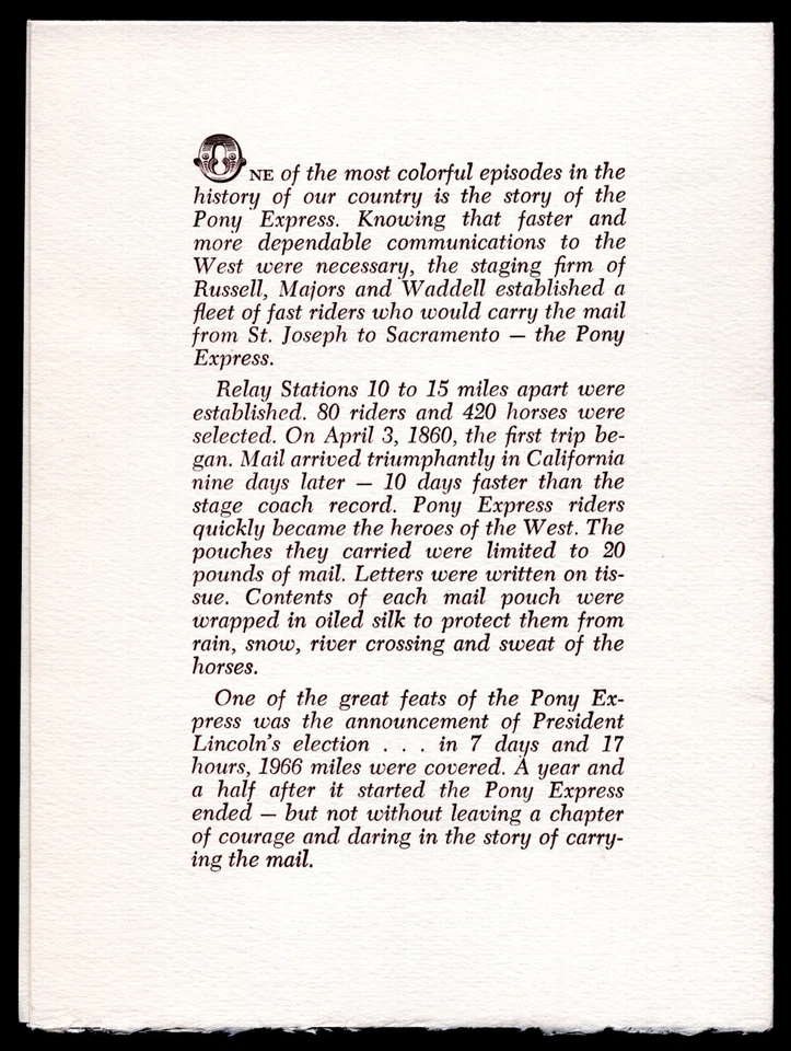 US 1960 SACRAMENTO, CAL. PONY EXPRESS FDC SIGNED BY THE DESIGNER OF THE STAMP - Image 4 of 4