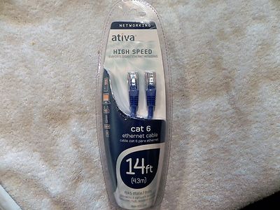 Ativa Highspeed Ethernet Cable, CAT 6 14 feet, Male to Male, Brand New!