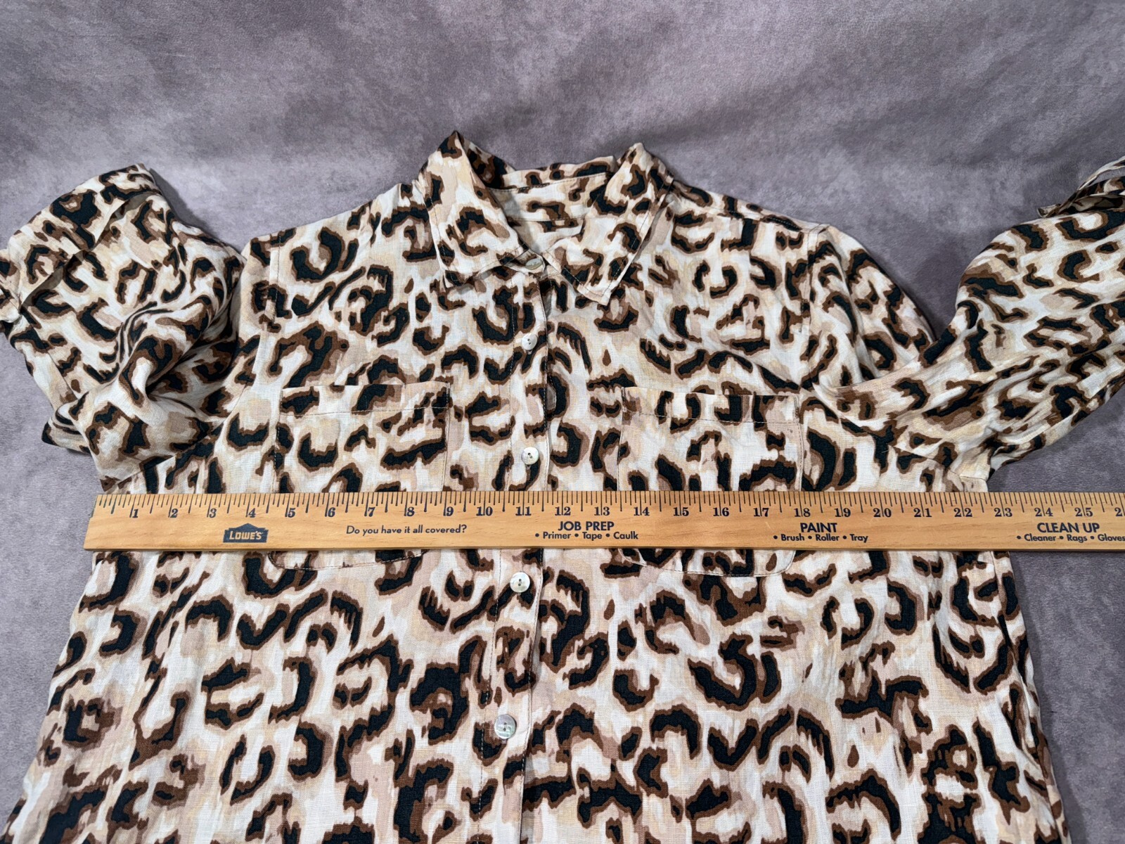 Ruby Rd Road Linen Button Up Shirt Leopard Print … - image 5