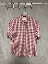 Simms Shirt Men Shirt L Maroon Plaid Fish Hike Outdoor Utility Performance Vent