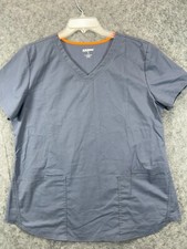 Scrubstar Medical Scrub Top Adult L Gray Nursing Uniform Shirt Pockets