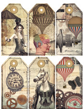 Steampunk Tags Collage Sheet Supplies Scrapbook Junk Journal Card Toppers Crafts
