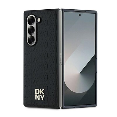 DKNY Samsung Galaxy Z Fold6 Hülle Kunstleder Repeat Pattern Stack Logo Design