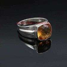 Natural Citrine Gemstone with 925 sterling silver Ring For Men's #986
