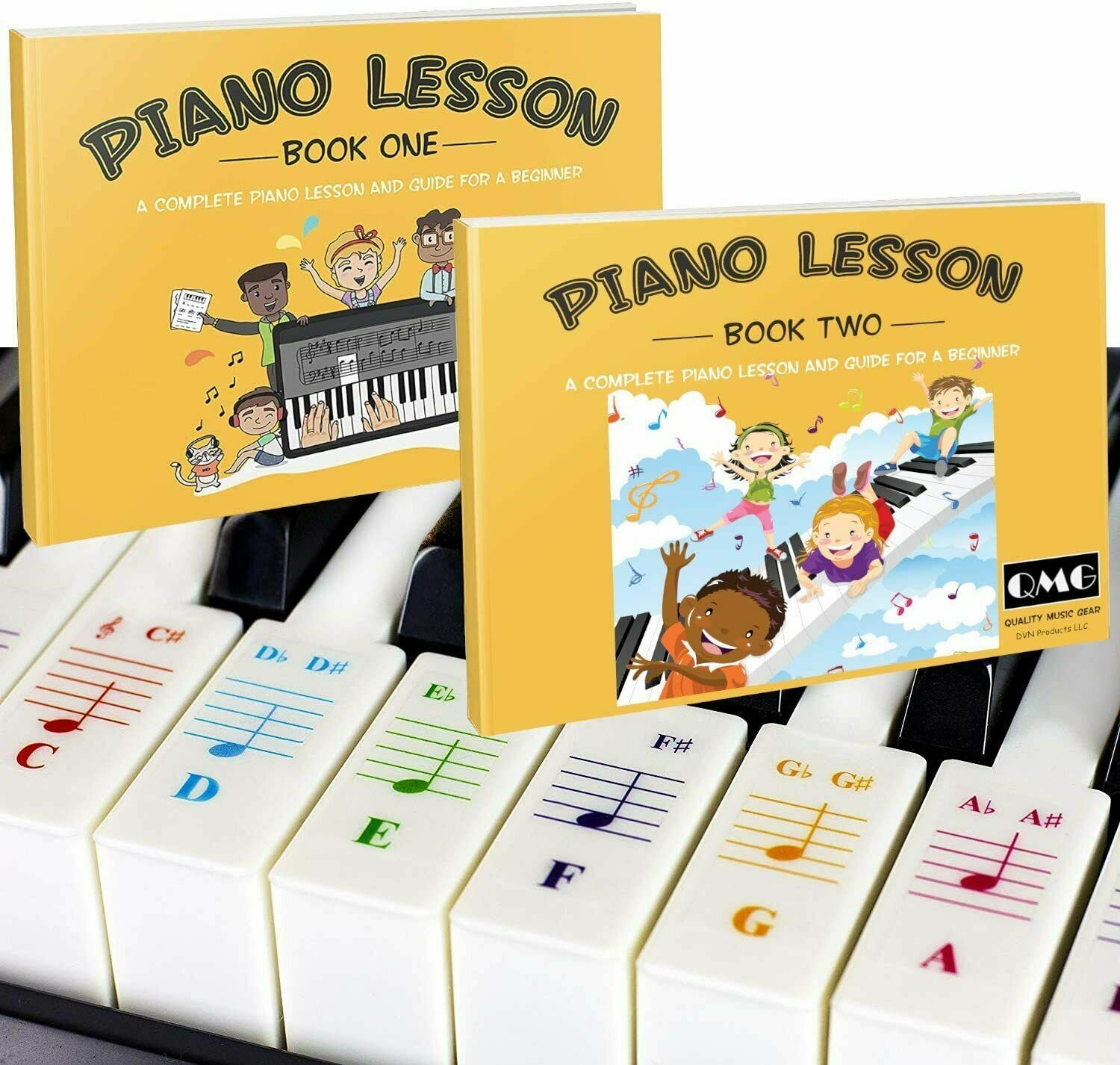 Color Piano and Keyboard Stickers and Complete Color Piano Book 1 and 2