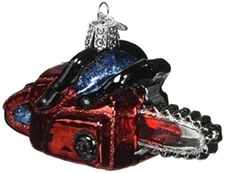 Old World Christmas CHAIN SAW (32162) Glass Ornament w/ OWC Box