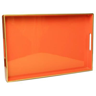 Spsyrine Orange Decorative Tray Elegant Plastic ServingTray with handles Coff...