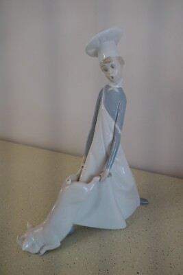 Seltener Lladro ''Chef In Trouble''.   4608.  Junge in Kochmütze mit Schwein