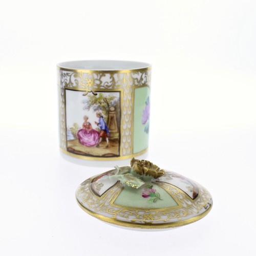 Vintage Hand Painted Dresden Porcelain Covered Box with Lime Green Panels - Picture 5 of 10