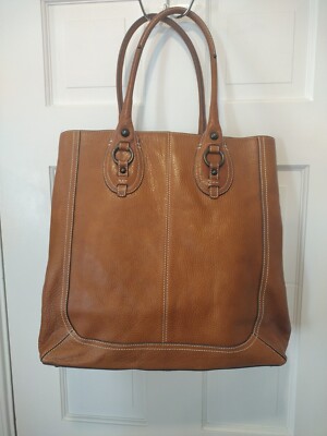 Banana Republic Chatham XL Leather Tote Shopper Purse Overnight Bag EUC BROWN