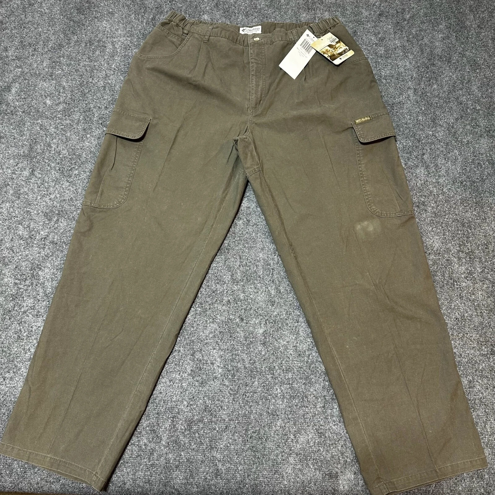 NEW Columbia Pants Mens 40 Brown Cotton Flat Front Elkhorn Cargo Pockets Hiking