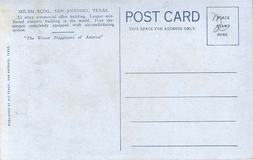 C1930s San Antonio Texas TX ~ Milam Building UNP Postal ~ Automóviles - Imagen 2 de 2