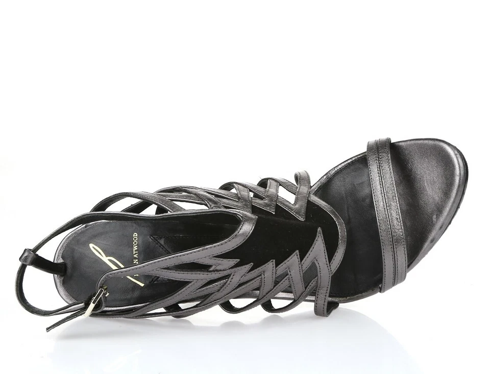 Womens Brian Atwood Gray Leather Ankle Strap High Heel Buckle Sandals Size 9.5 - Image 4 of 4