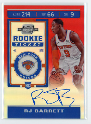 その他 PANINI CONTENDERS RJ BARRETT RC AUTO 2019 Panini Contenders Optic #113 RJ Barrett Red Auto /149 RC