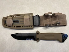 Drop Point Knife Serrated Fixed Blade Hunting Tactical Survival Combat Military