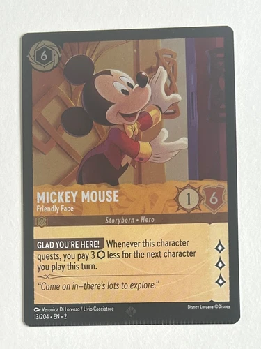 Disney Lorcana Floodborn 13/204 Mickey Mouse FOIL CRIMPED ERROR