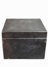 Vintage Buddy Products Black Embossed Steel 6” x 6” Index Card Box, Made in USA