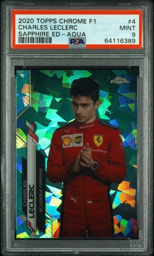 2020 Topps Chrome F1 #4 Charles Leclerc AQUA SAPPHIRE /99 PSA 9 MINT Portrait