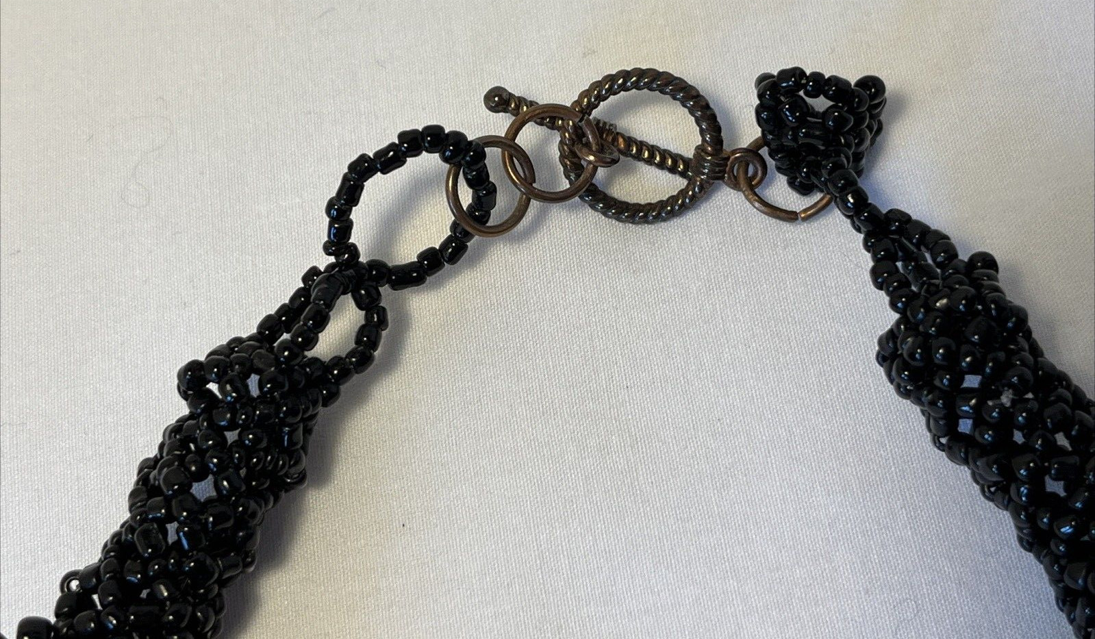 Black Bead Copper Statement Layered Necklace Mult… - image 5