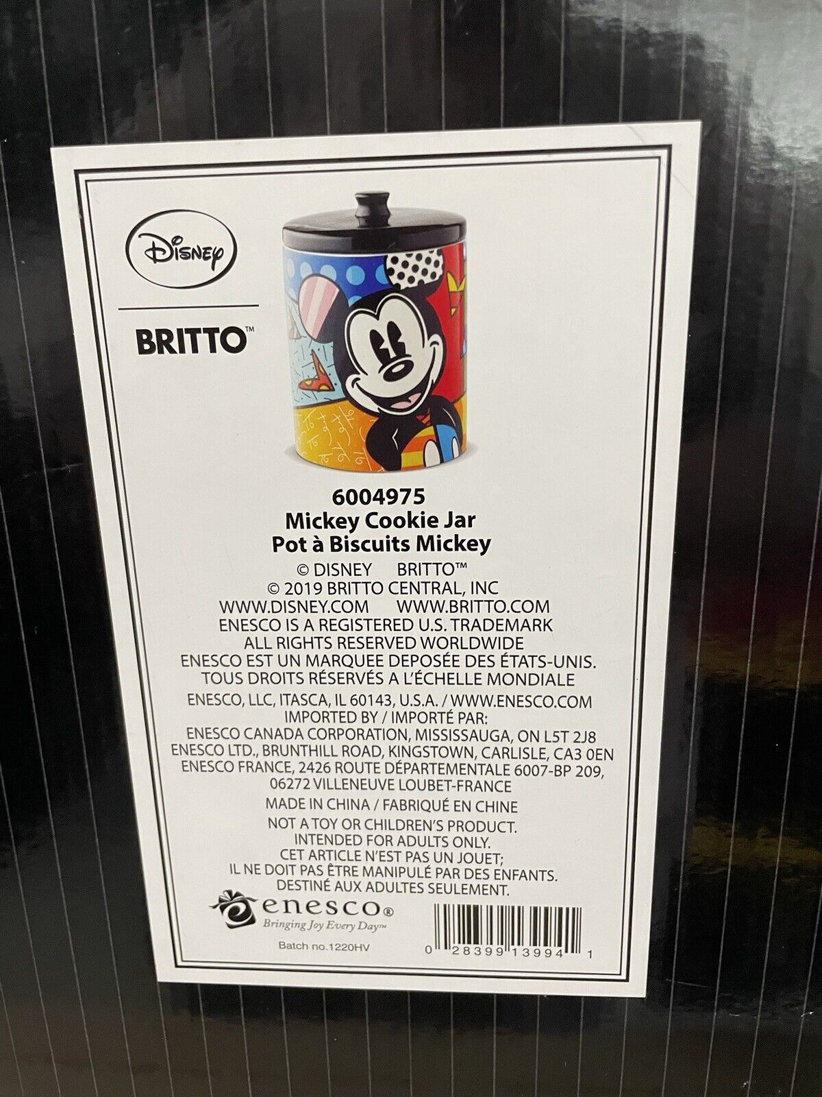 Enesco Britto Disney Mickey Mouse Cookie Jar Canister Stoneware 9.5” Multicolor