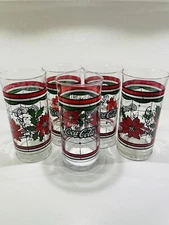 Vintage Whataburger Christmas Pointsettia Coca Cola Set Of 5 Glasses