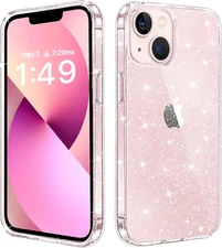 Compatible with Iphone 13 Case, Clear Glitter Soft TPU Shockproof Protective Bum