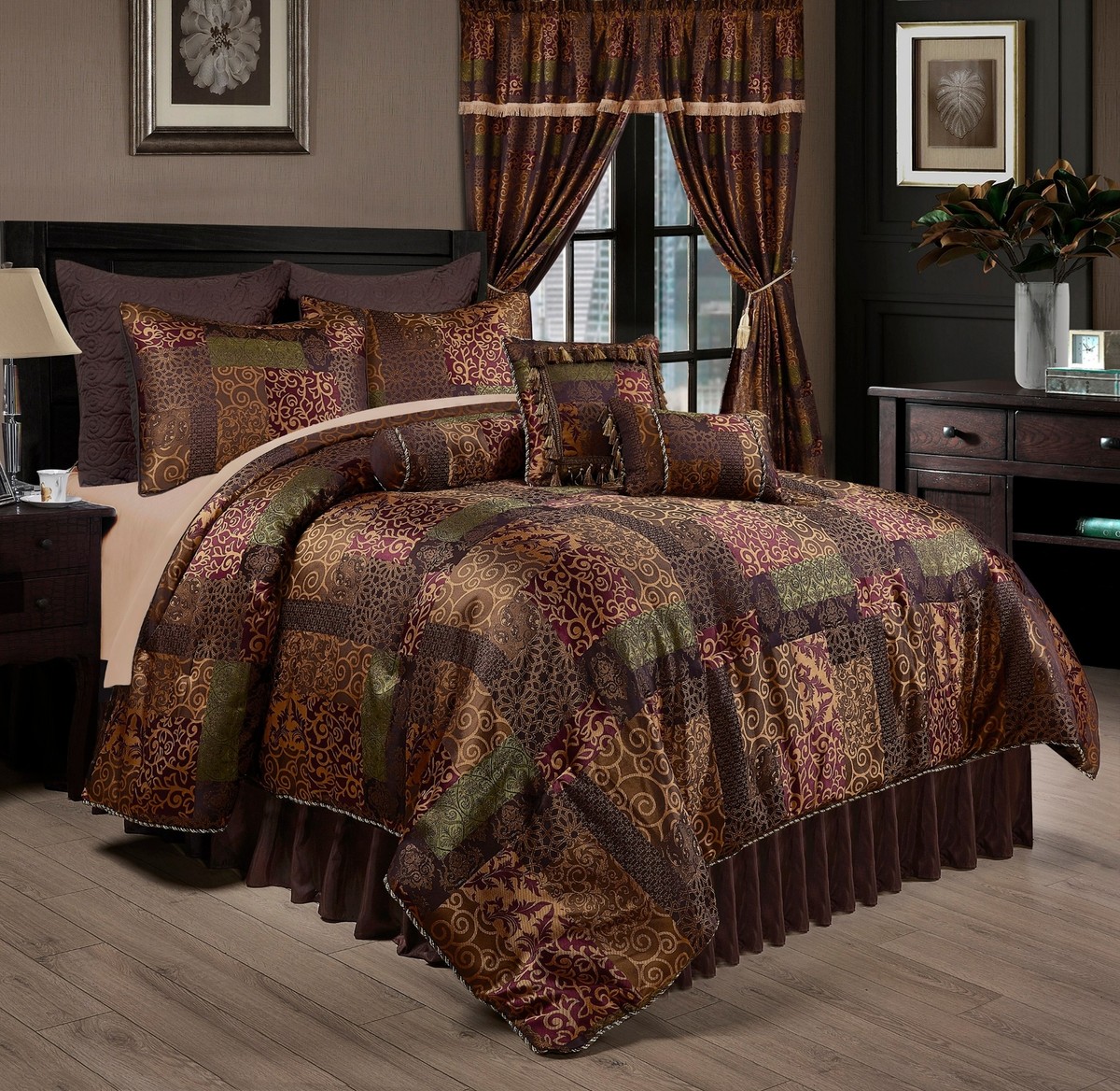 Chezmoi Collection Amelia 9-Piece Floral Jacquard Patchwork