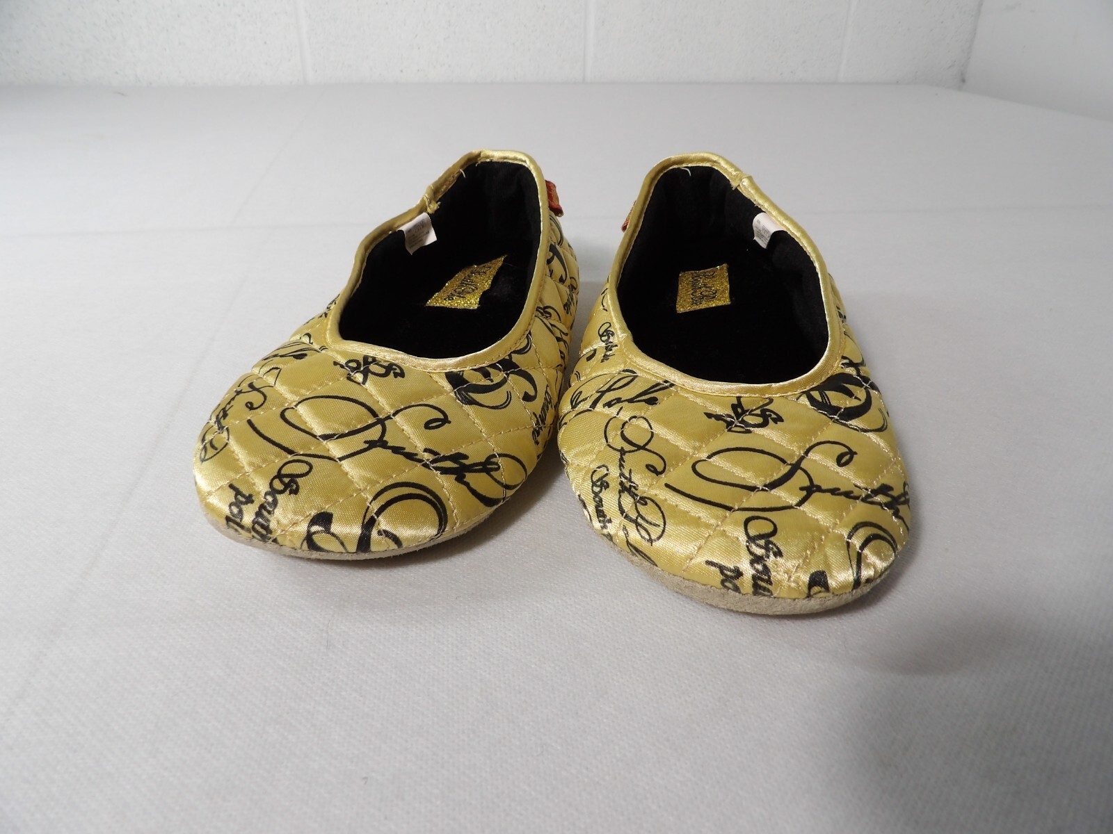 PANTOFOLA D’ORO SouthPole Pantofole Donna 8 Scarpe da Casa Trapuntate Oro Nero