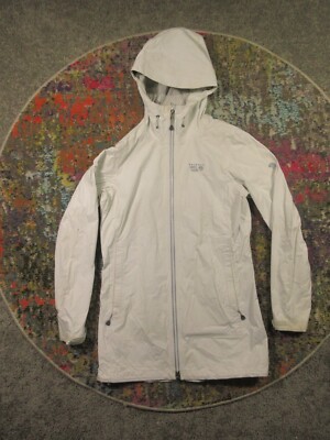 Mountain Hardwear DryQ EVAP Rain Jacket Parka Women's M White Full Zip Hooded
