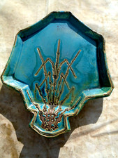 Plat Emile Muller bleu turquoise fin XIX ° restauré