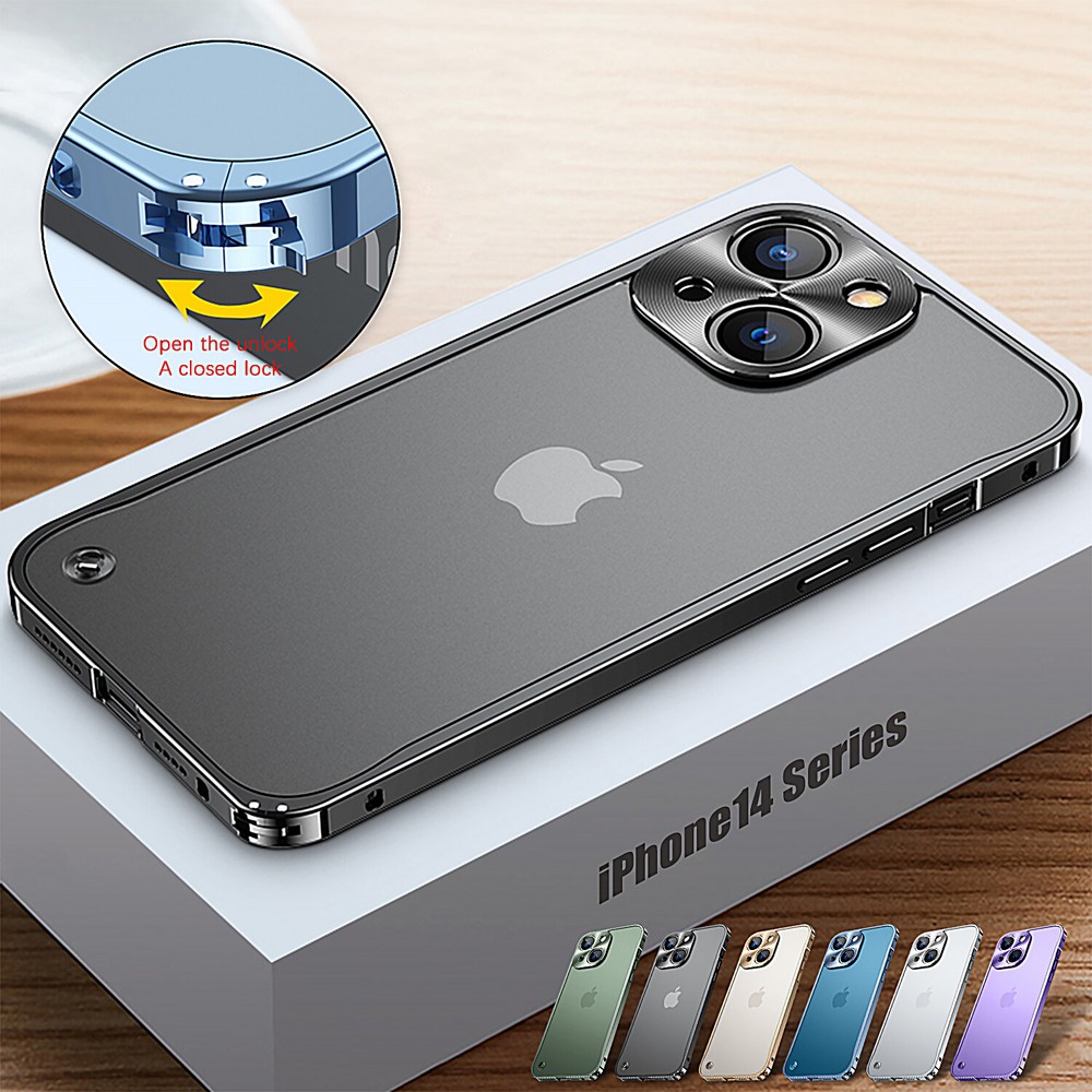Clear Frosted Back Case Metal Frame Shockproof For iPhone 15 14 13 12 11 Pro Max