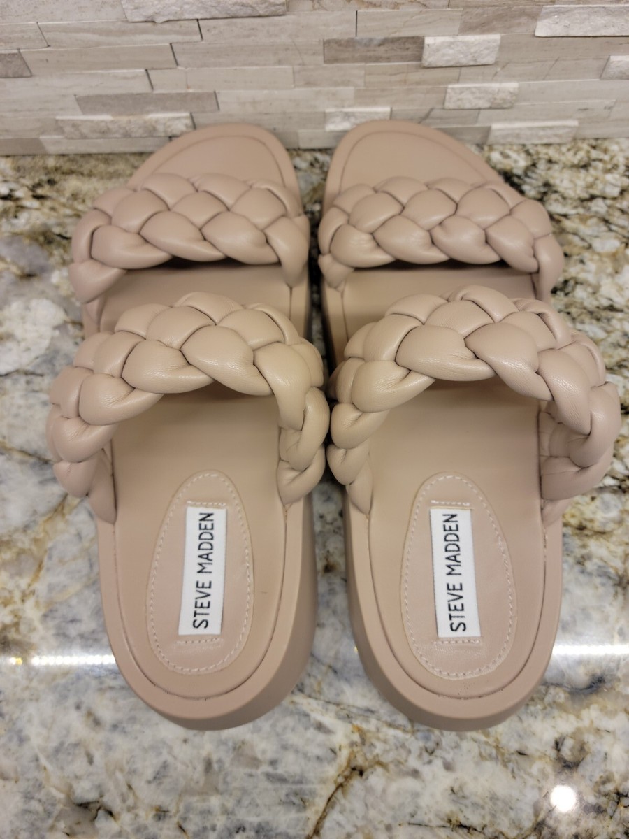 【Steve Madden】ホリー Steve Madden Womens Hillary Braided Taupe Sandals Size 9