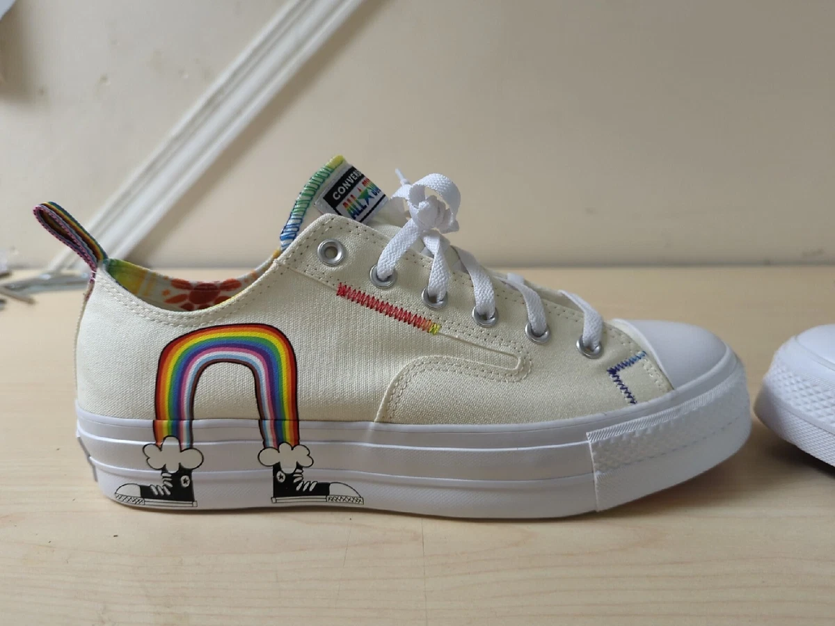 Converse all star low egret white deals rainbow exclusive