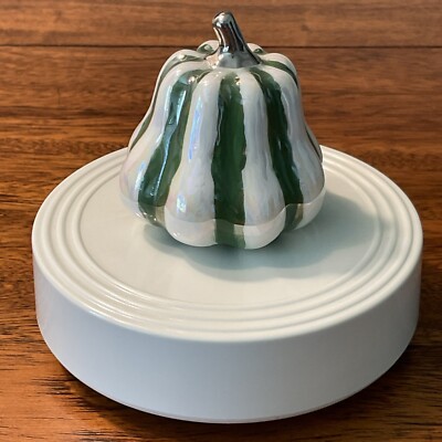 Nora Fleming Retired A124 “Harvest Happiness” Green & White Gourd