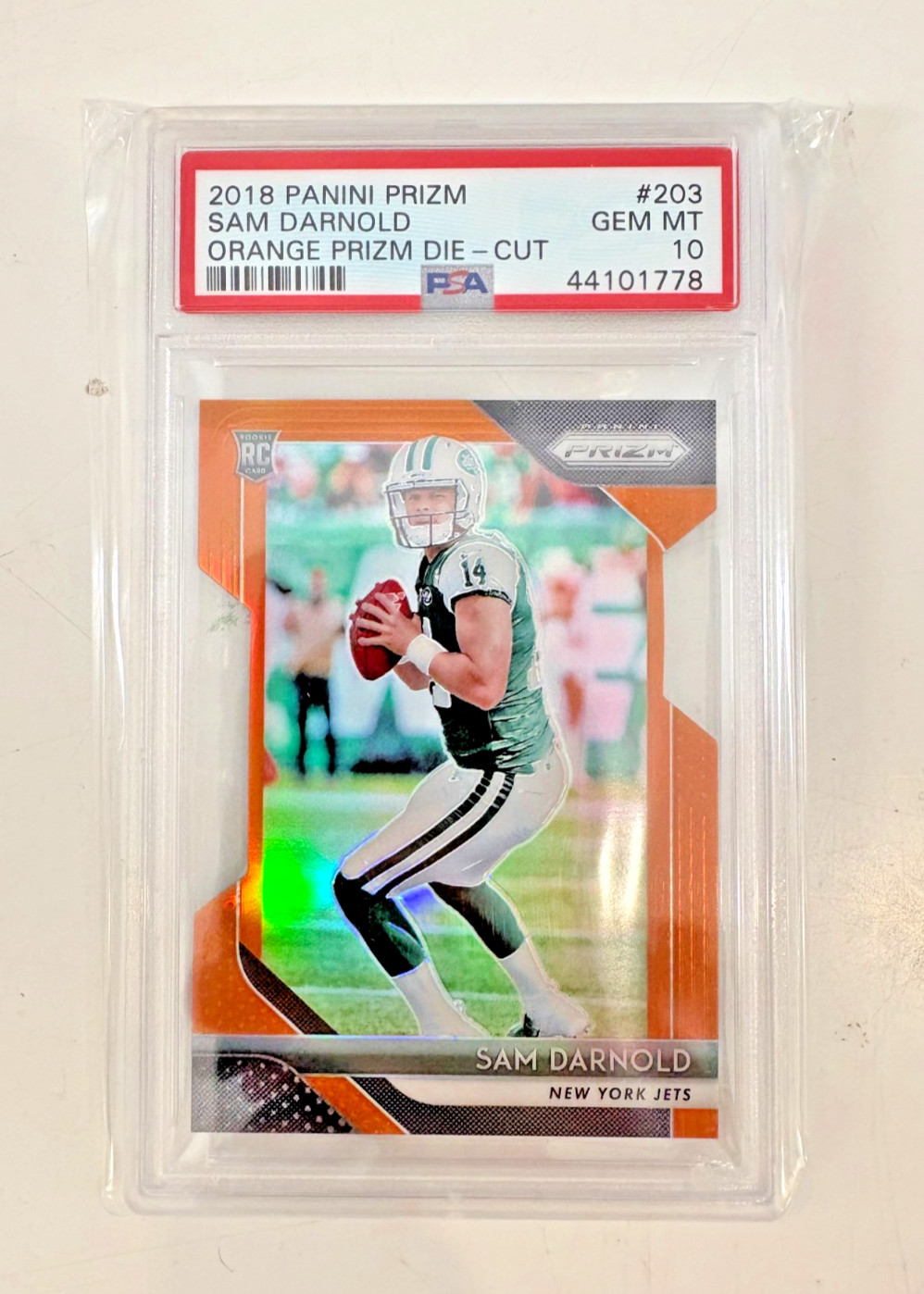 🔥🏈2018 Panini Prizm Sam Darnold Rookie #203 Orange Prizm /249 (RC) PSA 10🏈🔥
