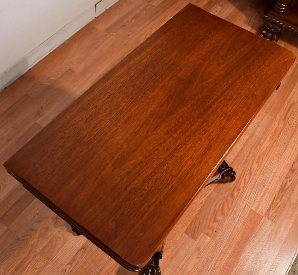 Antigua mesa de juego/mesa consola abatible de caoba maciza Imperio Americano de 1900 Foto 2 de 4