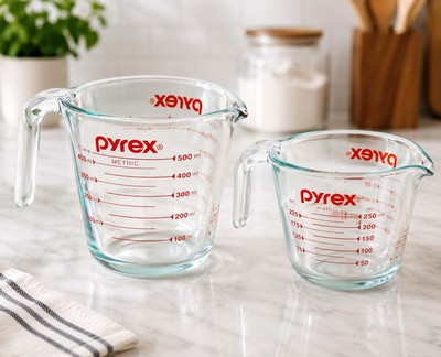 Pyrex Glass Measuring Cups Set 2-Pack 1 Cup & 2 Cup Kitchen Measuring Cups