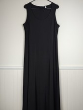 Susan Graver Women's Large Liquid Knit Sleeveless Black Tank Maxi Dress 