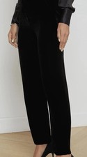 NWT Velvet Dress Pant Boohoo Black High Rise Satin Waist Stretch Trouser