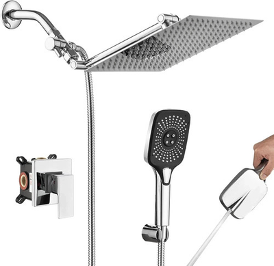 #ad 10quot; High Pressure Rain Shower System with 4 Setting Handheld Spray Wall Mounted $29.99