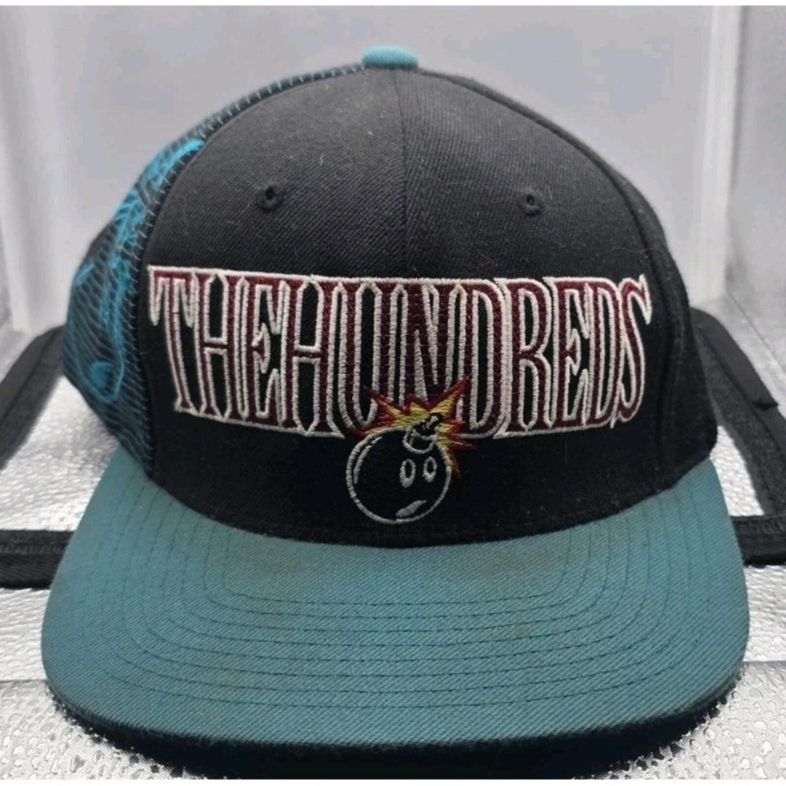 The Hundreds Adam Bomb Snapback Hat Black Teal Embroidered Streetwear Skate Cap