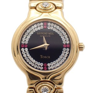 Authentic Raymond Weil Tosca Black Quartz Gold Plated Dial Gemstones Women's Watch