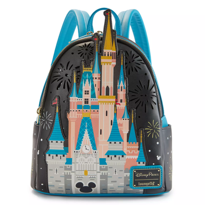 disney's cinderella castle series mini backpack Light-Up Loungefly Walt Disney World On the back you can see Cinderellas outfit transforming Loungefly Disney Cinderella Castle Mini