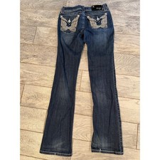 Grace in LA Bootcut Jeans 27 Blue Wing Rhinestone Embellished Denim Womens Boot