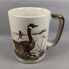Otagiri Japan ~ Wild Geese Coffee Mug Cup Beige Brown Raised Design 