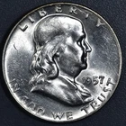 1957-D 50C FRANKLIN SILVER HALF DOLLAR KM# 199 Grade:  Choice BU A7155