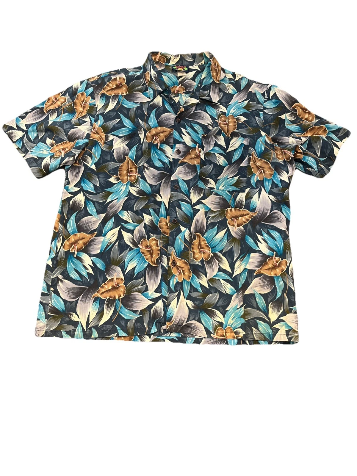 Hawaii Blues Hawaiian Shirt XL Cotton. Mens Short Sleeve. Button Up. Hawaiian